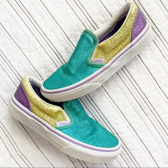 glitter vans slip ons